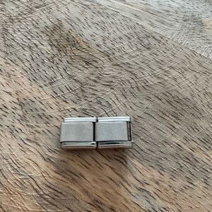 Set of 2 silver color blank Italian charm links - length add on